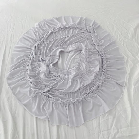 White Ruffle Circle Skater Skirt Inner Lining, Tiered Skirt - Picture 3 of 6